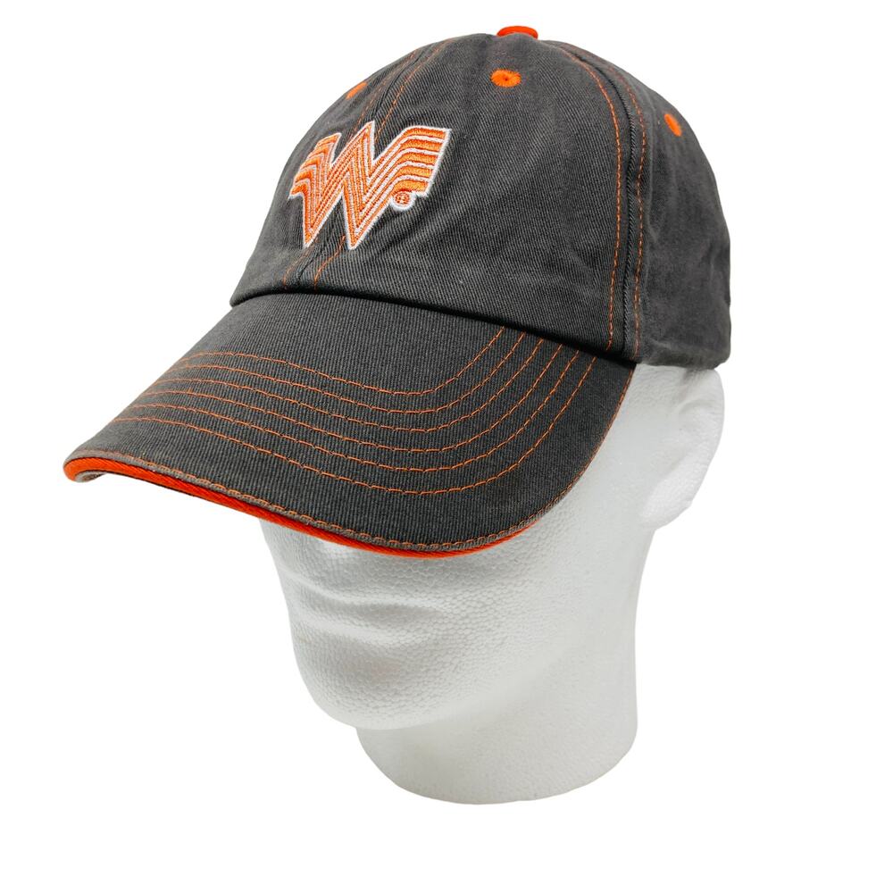 Whataburger Ball Cap Adjustable Size Hat Gray & Orange
